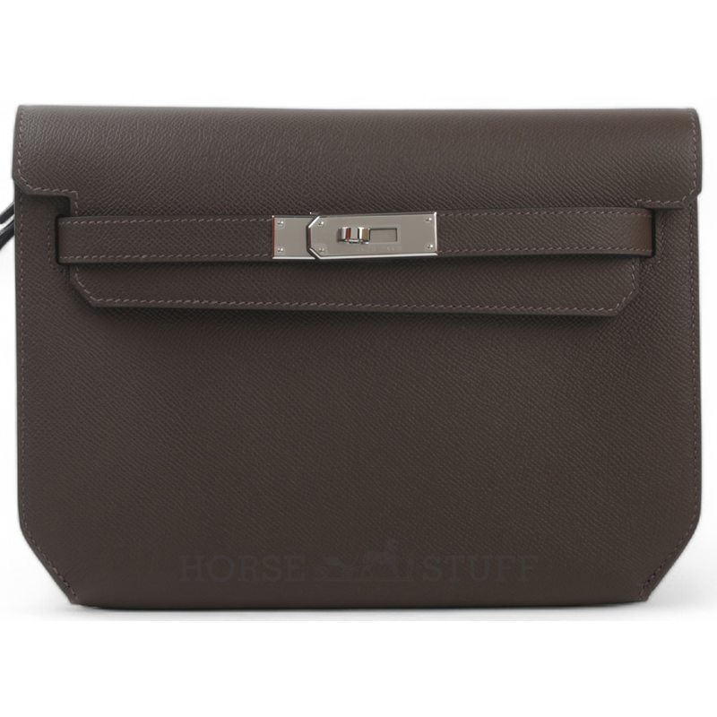 Hermès Kelly Depeches 25 Pouch Ebene Epsom PHW