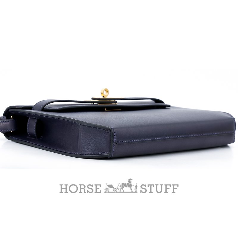 Hermès Kelly Depeches 25 Pouch Blue Nuit Evergrain GHW