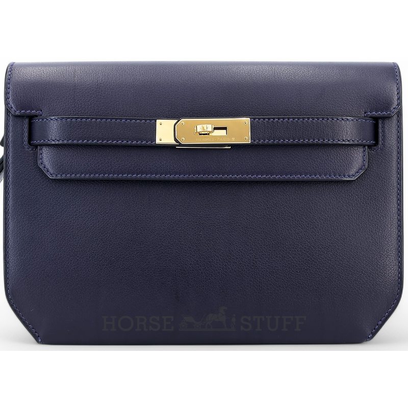 Hermès Kelly Depeches 25 Pouch Blue Nuit Evergrain GHW