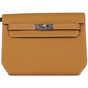 Hermès Kelly Depeches 25 Pouch Naturel Sable Togo PHW