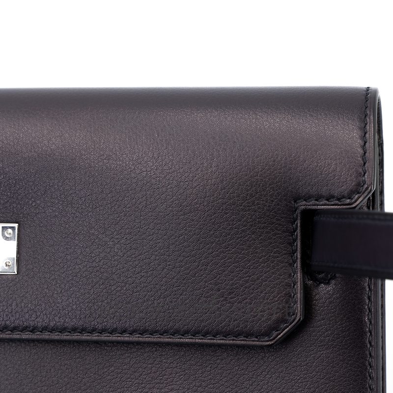 Hermès Kelly Depeches 25 Pouch Touch Ebene Evergrain / Matte Blue Nuit Matte Crocodile Alligator PHW