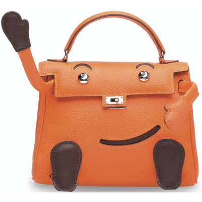 Hermès Limited Edition Super Rare Kelly Doll Quelle Idole Orange / Ebene Epsom PHW