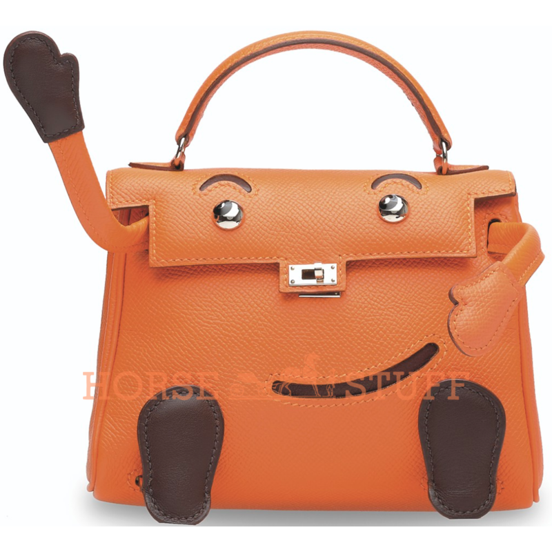 Hermès Limited Edition Super Rare Kelly Doll Quelle Idole Orange / Ebene Epsom PHW