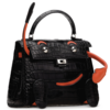 Hermès Limited Edition Super Rare Kelly Doll Quelle Idole Black Matte Crocodile Alligator / Rouge Vif Swift PHW