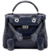 Hermès Limited Edition Super Rare Kelly Doll Quelle Idole Blue Nuit Matte Crocodile Alligator / Black Swift PHW