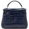 Hermès Limited Edition Super Rare Kelly Doll Quelle Idole Blue Nuit Matte Crocodile Alligator / Black Swift PHW