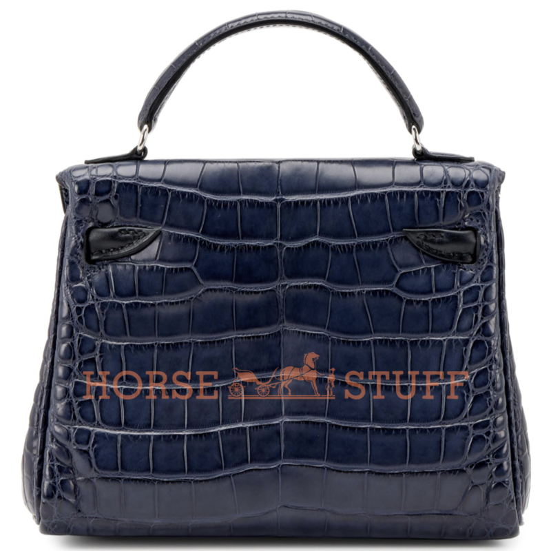 Hermès Limited Edition Super Rare Kelly Doll Quelle Idole Blue Nuit Matte Crocodile Alligator / Black Swift PHW