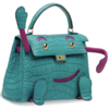 Hermès Limited Edition Super Rare Kelly Doll Quelle Idole Blue Paon Matte Crocodile Alligator / Rose Pourpre Swift GHW