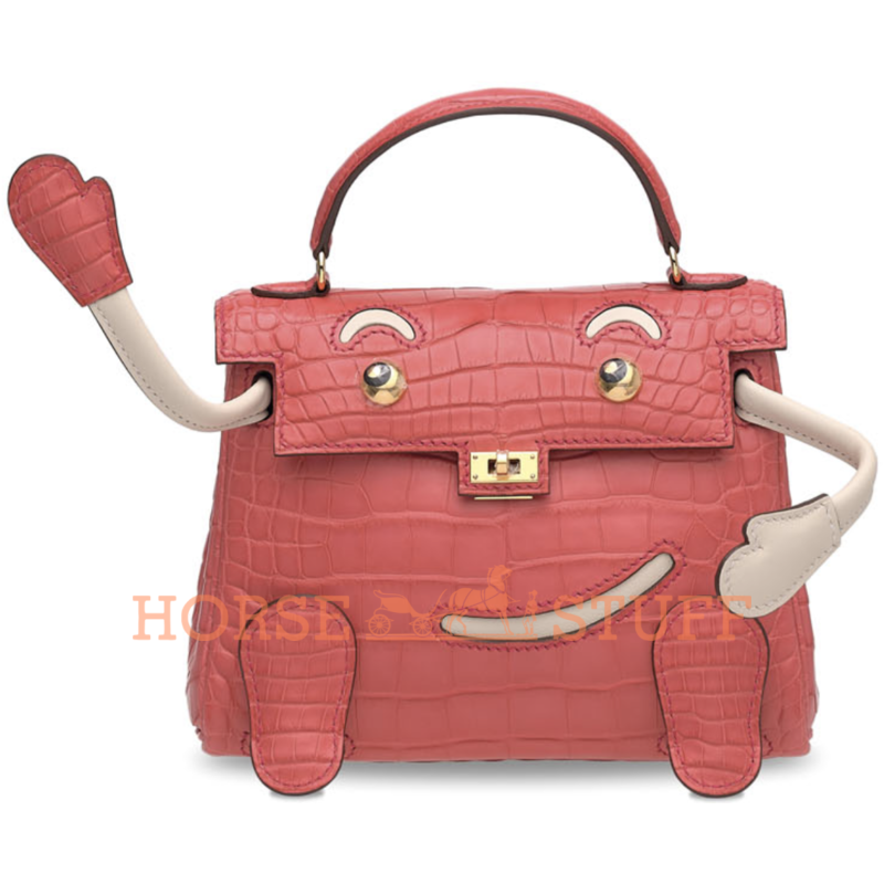 Hermès Limited Edition Super Rare Kelly Doll Quelle Idole Bougainvillea Matte Crocodile Alligator / Craie Swift GHW