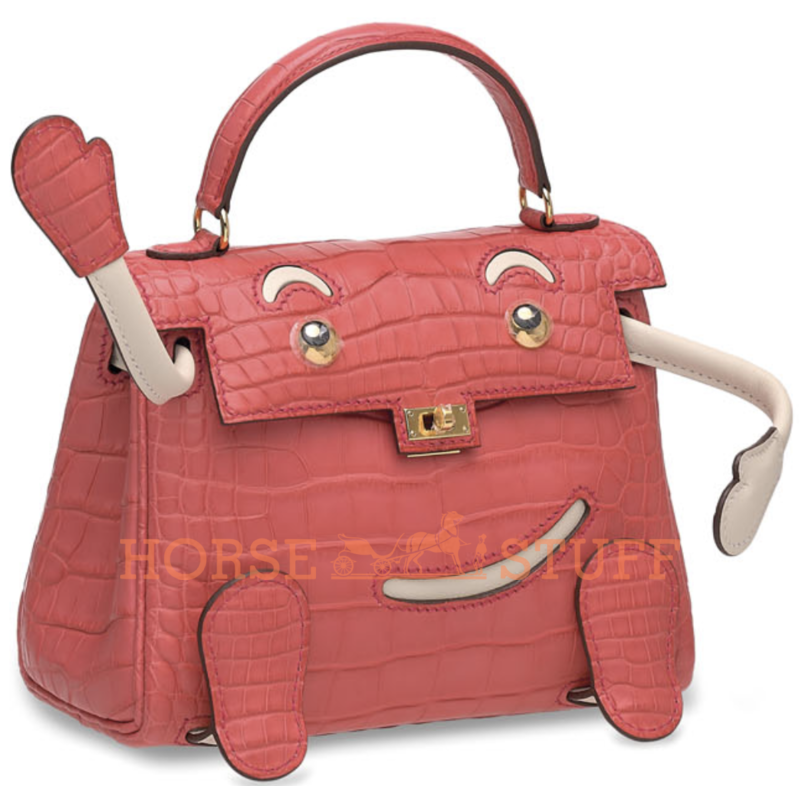 Hermès Limited Edition Super Rare Kelly Doll Quelle Idole Bougainvillea Matte Crocodile Alligator / Craie Swift GHW