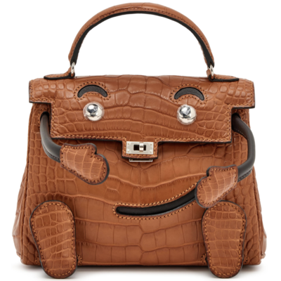 Hermès Limited Edition Super Rare Kelly Doll Quelle Idole Gold Matte Crocodile Alligator / Ebene Swift PHW