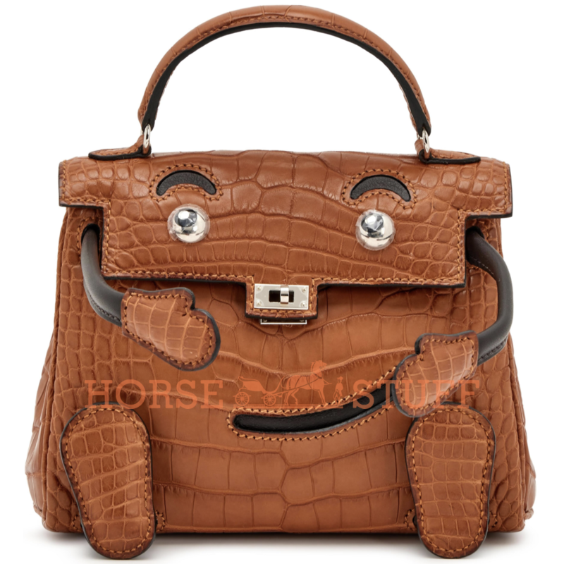 Hermès Limited Edition Super Rare Kelly Doll Quelle Idole Gold Matte Crocodile Alligator / Ebene Swift PHW