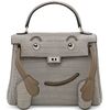 Hermès Limited Edition Super Rare Kelly Doll Quelle Idole Gris Perle Matte Crocodile Alligator / Taupe Swift PHW