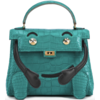 Hermès Limited Edition Super Rare Kelly Doll Quelle Idole Malachite Matte Crocodile Alligator / Black Swift GHW