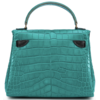 Hermès Limited Edition Super Rare Kelly Doll Quelle Idole Malachite Matte Crocodile Alligator / Black Swift GHW