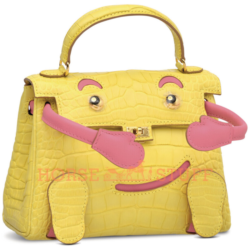 Hermès Limited Edition Super Rare Kelly Doll Quelle Idole Mimosa Matte Crocodile Alligator / Rose Azalee Swift GHW