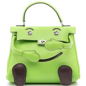 Hermès Limited Edition Super Rare Kelly Doll Quelle Idole Apple Green / Chocolate Swift PHW