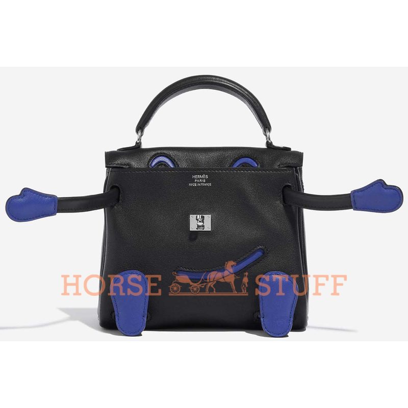 Hermès Limited Edition Super Rare Kelly Doll Quelle Idole Black / Blue Electrique Swift PHW