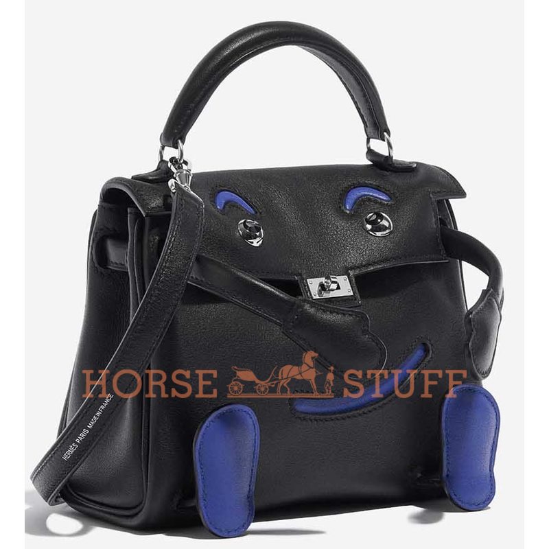 Hermès Limited Edition Super Rare Kelly Doll Quelle Idole Black / Blue Electrique Swift PHW