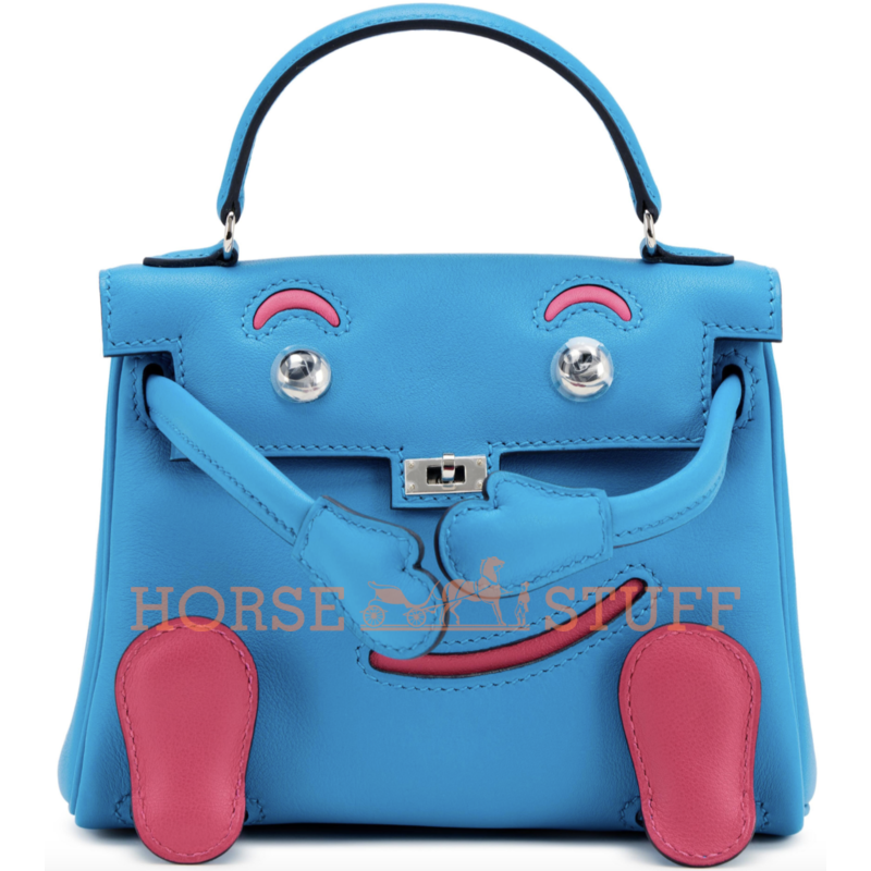 Hermès Limited Edition Super Rare Kelly Doll Quelle Idole Blue Frida / Rose Texas Swift PHW