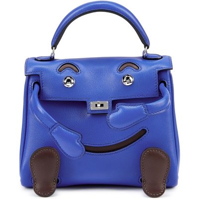 Hermès Limited Edition Super Rare Kelly Doll Quelle Idole Blue Sapphire / Chocolate Swift PHW