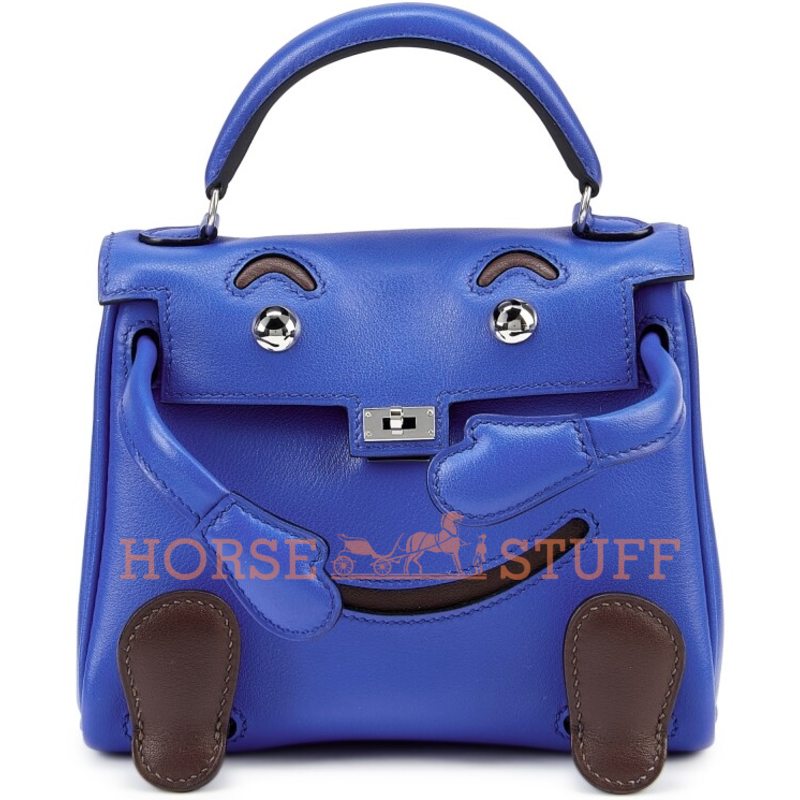 Hermès Limited Edition Super Rare Kelly Doll Quelle Idole Blue Sapphire / Chocolate Swift PHW