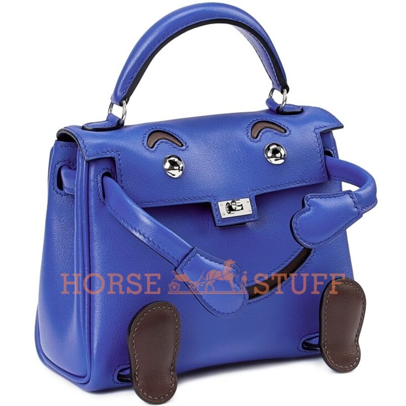 Hermès Limited Edition Super Rare Kelly Doll Quelle Idole Blue Sapphire / Chocolate Swift PHW