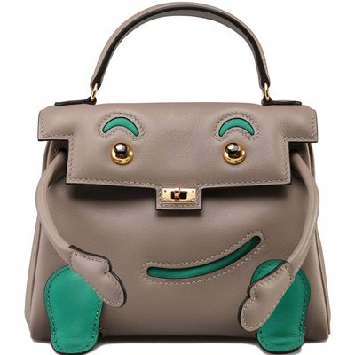 Hermès Limited Edition Super Rare Kelly Doll Quelle Idole Gris Asphalt / Vert Vertigo Swift GHW