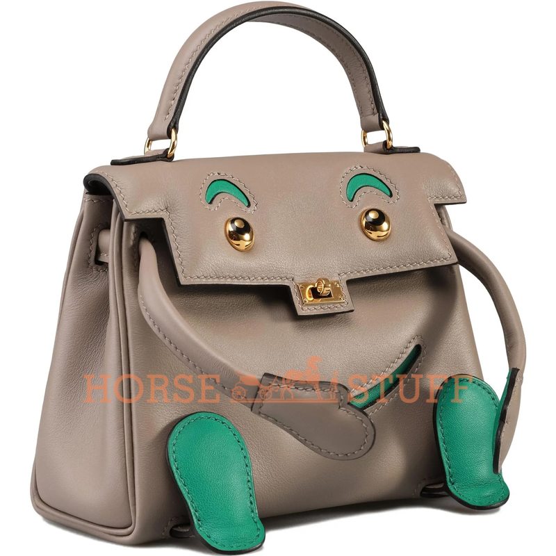 Hermès Limited Edition Super Rare Kelly Doll Quelle Idole Gris Asphalt / Vert Vertigo Swift GHW