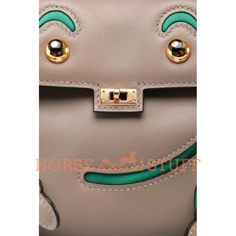 Hermès Limited Edition Super Rare Kelly Doll Quelle Idole Gris Asphalt / Vert Vertigo Swift GHW