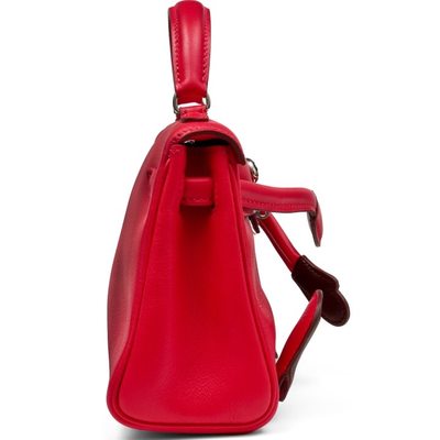 Hermès Limited Edition Super Rare Kelly Doll Quelle Idole Rouge Vif / Chocolate Swift PHW