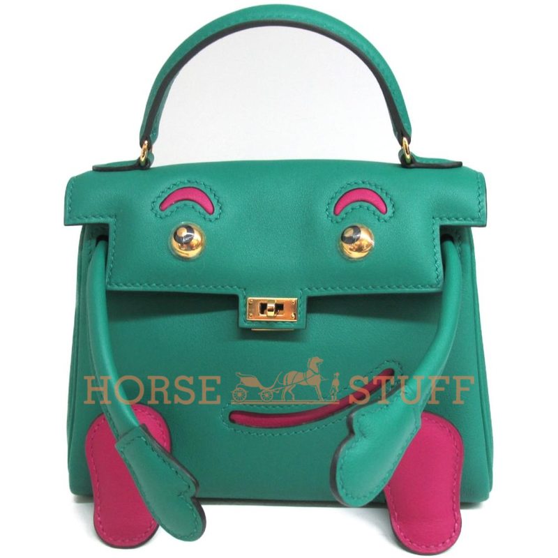 Hermès Limited Edition Super Rare Kelly Doll Quelle Idole Vert Vertigo / Rose Pourpre Swift GHW