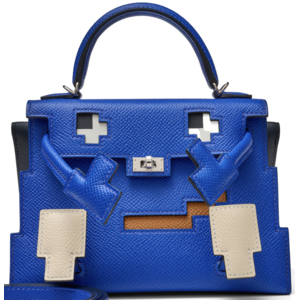 Hermès Limited Edition Super Rare Kelly Quelle Idole Picto Blue Royal / Nata / Gold / Blue Indigo Epsom PHW