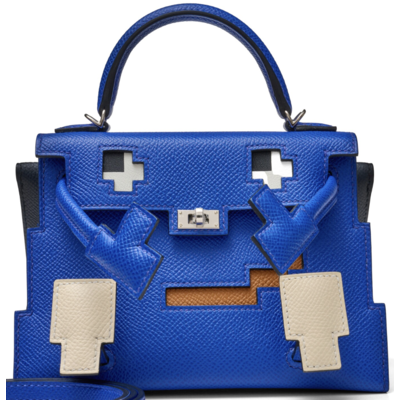 Hermès Limited Edition Super Rare Kelly Quelle Idole Picto Blue Royal / Nata / Gold / Blue Indigo Epsom PHW