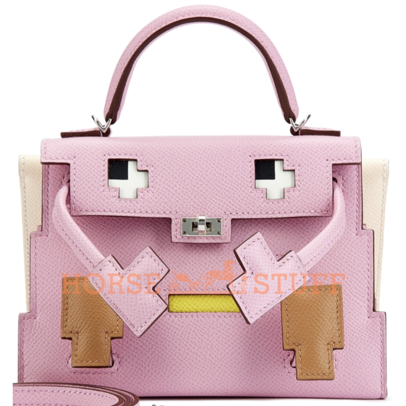 Hermès Limited Edition Super Rare Kelly Quelle Idole Picto Mauve Sylvestre / Chai / Lime / Nata Epsom PHW