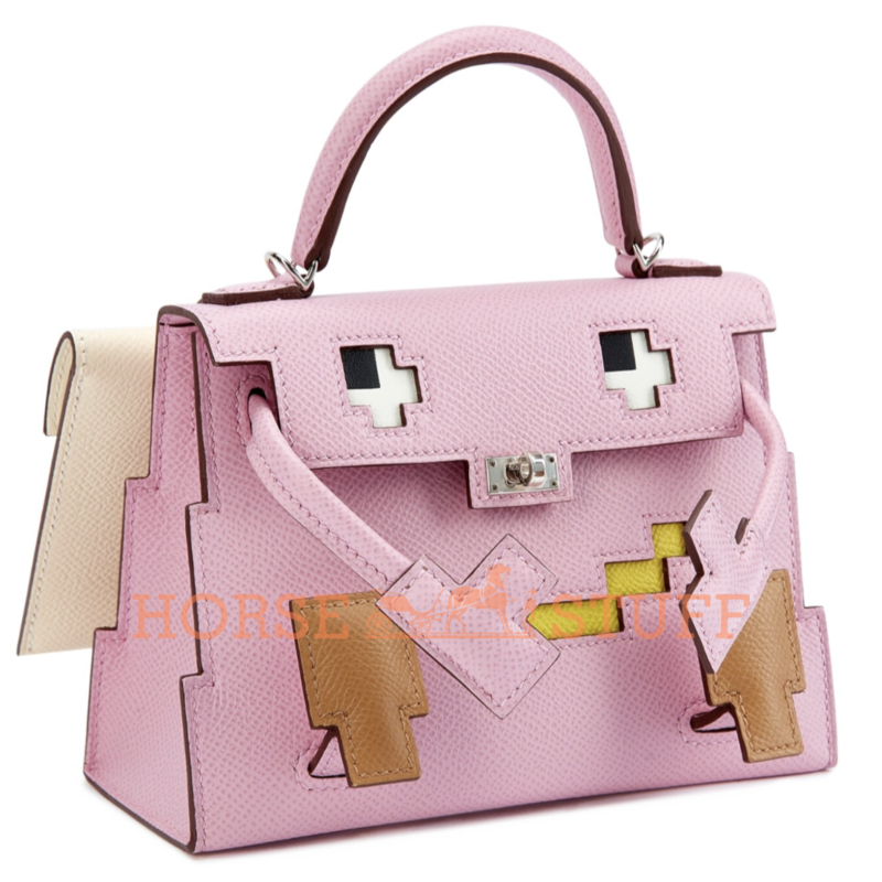 Hermès Limited Edition Super Rare Kelly Quelle Idole Picto Mauve Sylvestre / Chai / Lime / Nata Epsom PHW