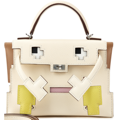 Hermès Limited Edition Super Rare Kelly Quelle Idole Picto Nata / Lime / Mauve Sylvestre / Chai Epsom PHW