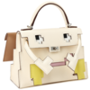 Hermès Limited Edition Super Rare Kelly Quelle Idole Picto Nata / Lime / Mauve Sylvestre / Chai Epsom PHW