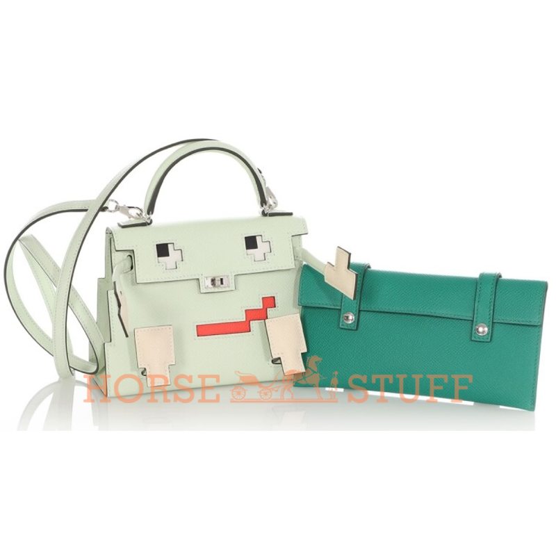 Hermès Limited Edition Super Rare Kelly Quelle Idole Picto Vert Fizz / Nata / Rose Texas / Vert Verone Epsom PHW