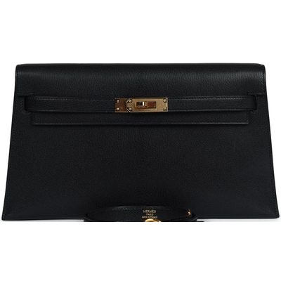 Hermès Kelly Elan Black Chèvre Chamkila GHW