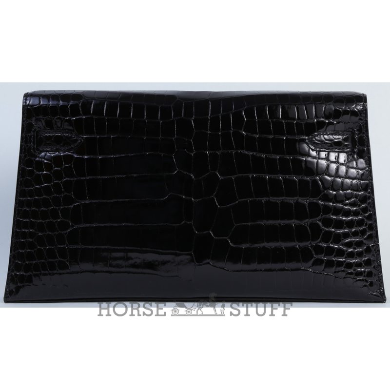 Hermès Kelly Elan Black Shiny Crocodile Porosus PHW
