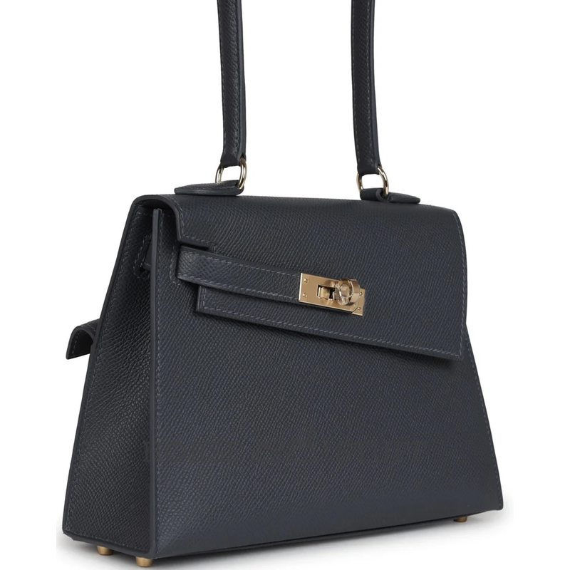 Hermès Limited Edition Kelly en Desordre Sellier 20 Ardoise Epsom Permabrass