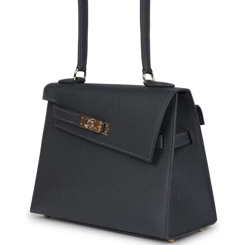 Hermès Limited Edition Kelly en Desordre Sellier 20 Ardoise Epsom Permabrass