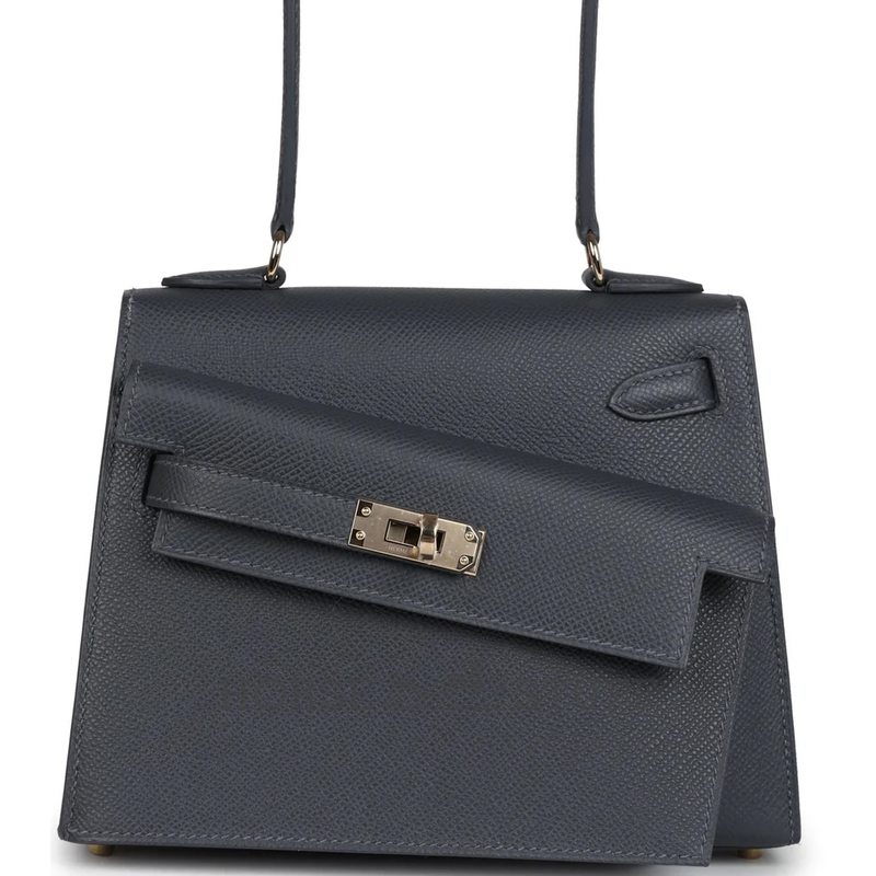 Hermès Limited Edition Kelly en Desordre Sellier 20 Ardoise Epsom Permabrass