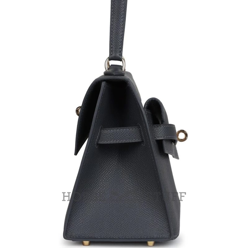 Hermès Limited Edition Kelly en Desordre Sellier 20 Ardoise Epsom Permabrass