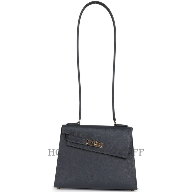 Hermès Limited Edition Kelly en Desordre Sellier 20 Ardoise Epsom Permabrass