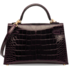 Hermès Kelly Sellier Mini II Aubergine Lisse Crocodile Alligator GHW