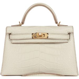 Hermès Kelly Sellier Mini II Beton Matte Crocodile Alligator GHW