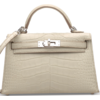 Hermès Kelly Sellier Mini II Beton Matte Crocodile Alligator PHW