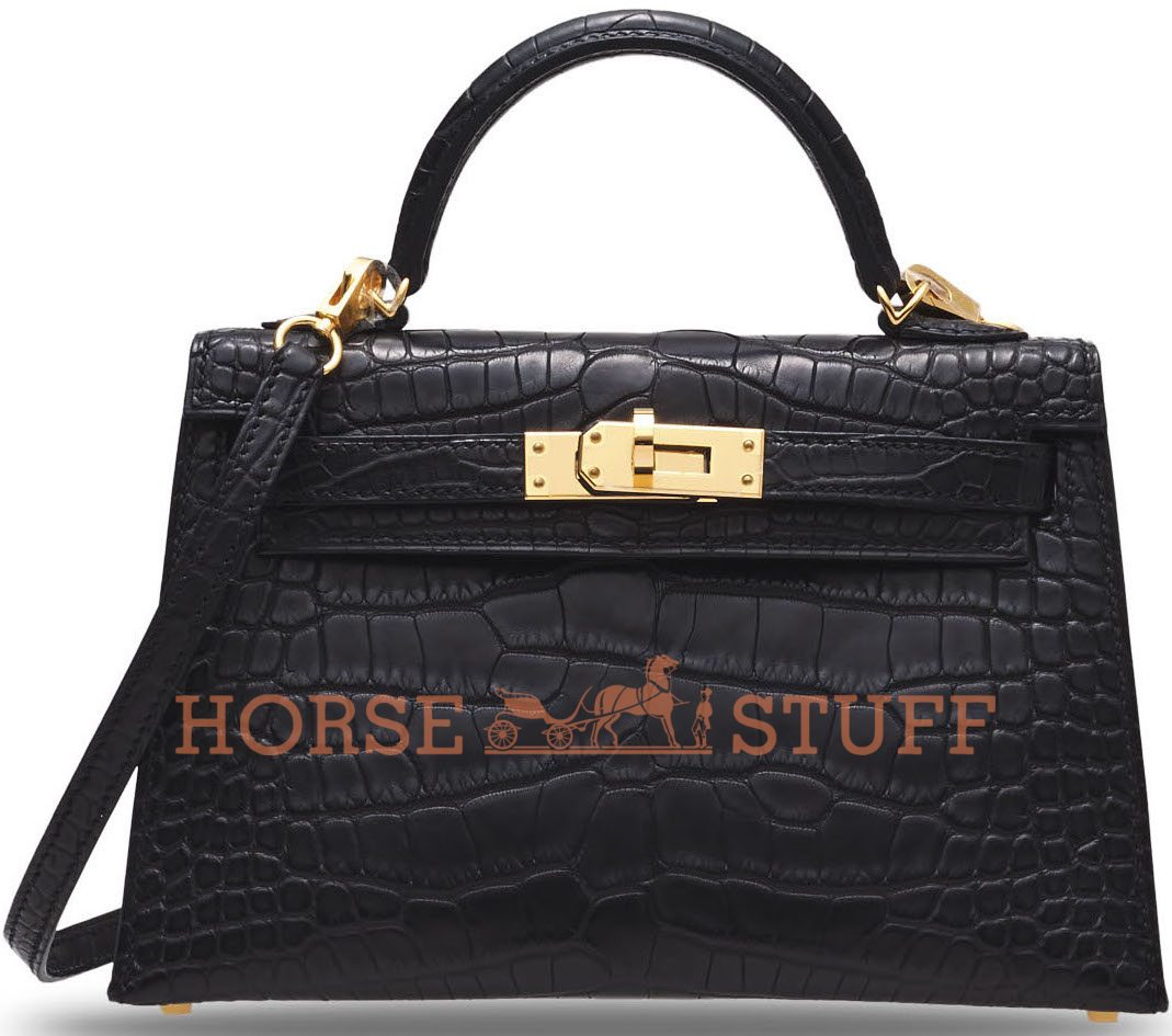 Hermes kelly 20 mini sellier black 2025 alligator gold hardware